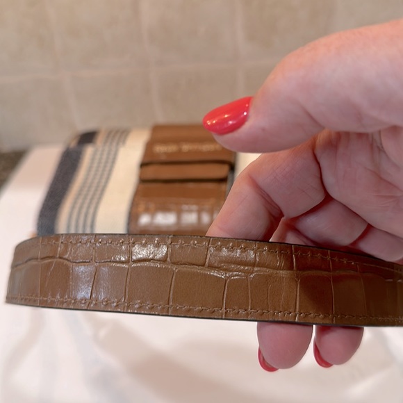 Michael Kors Sage Medium Blue Striped Canvas Shoulder Bag - Picture 8 of 10